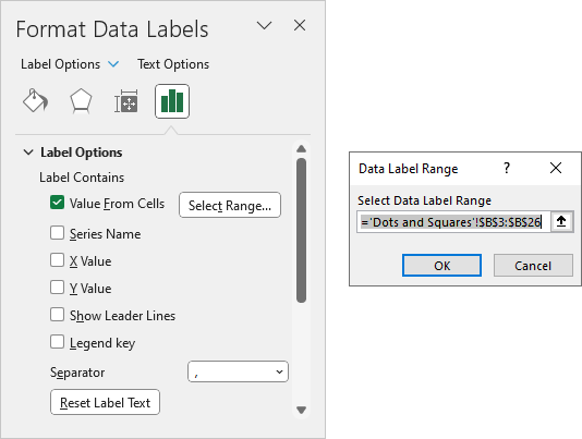 Using cell values for data labels