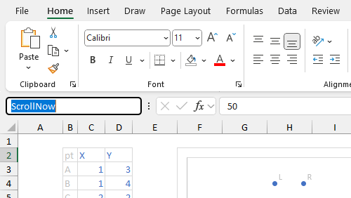 The Name Box is between the row headers and the ribbon, to the left of the Formula Bar.