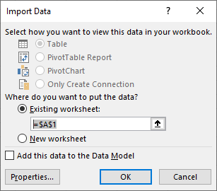 Import Data to Worksheet