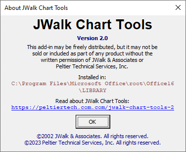 About JWalk Chart Tools 2.0 Dialog