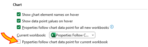 Uncheck Properties Follow Chart Data Point