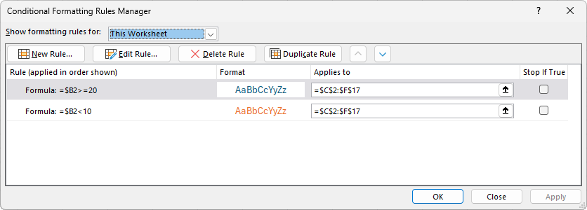 Conditional Formatting Rules Manager