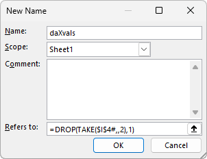 The Define Name dialog